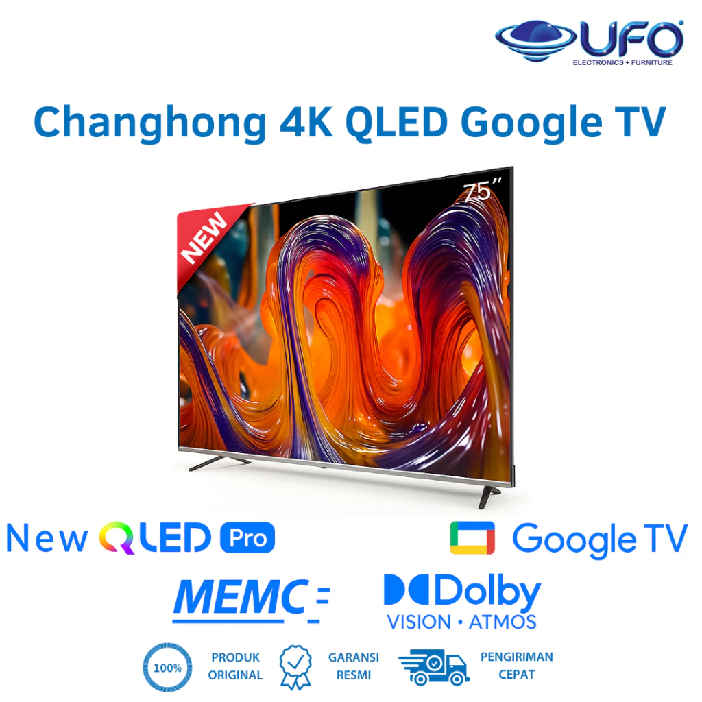 Changhong 75 Inch Smart Google QLED TV 4K UHD U75QM10 | 75 Inch