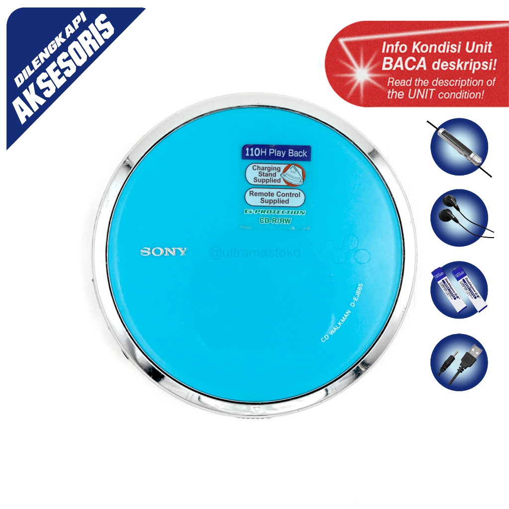 Pemutar CD Portable SONY CD WALKMAN D-EJ885 (Biru) - CD Player Discman
