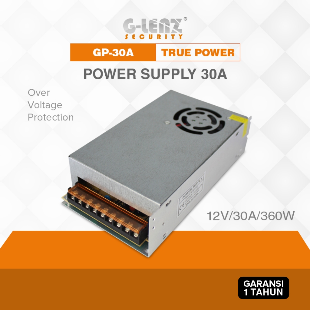 GLENZ POWER SUPPLY 30A 12V / POWER SUPPLY CCTV 30A 12V MURNI - GP-30A