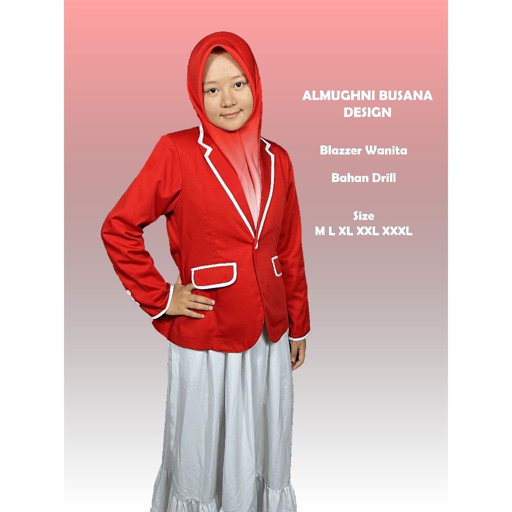Blazer Wanita Blazer Formal Blazer Wanita Merah Strip