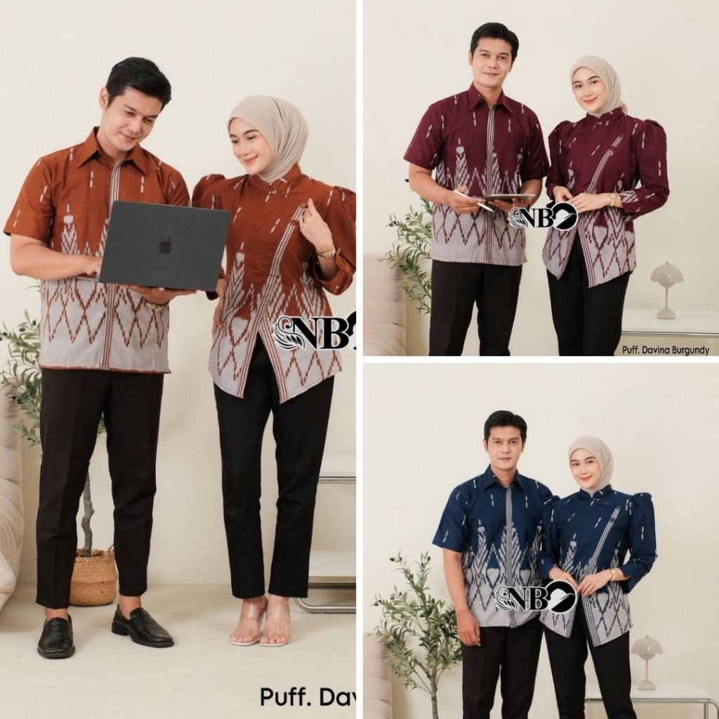 Batik Couple Atasan Baju Batik Modern Couple Batik Blouse dan Hem Lengan Pendek