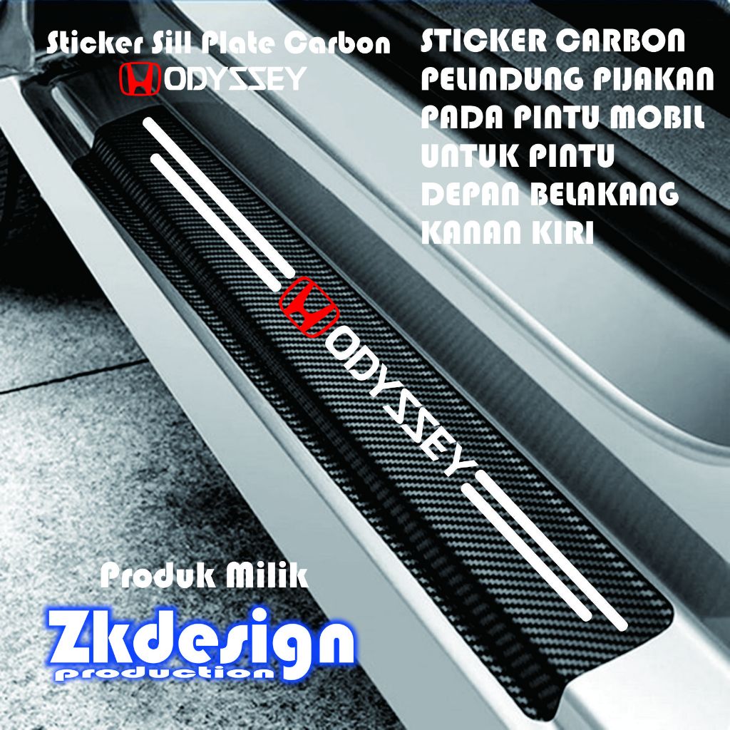 Stiker Cutting Sil PlateCarbon 3D Pijakan Pintu Mobil Odyssey Pelindung Bumper Bagasi Honda Odyssey