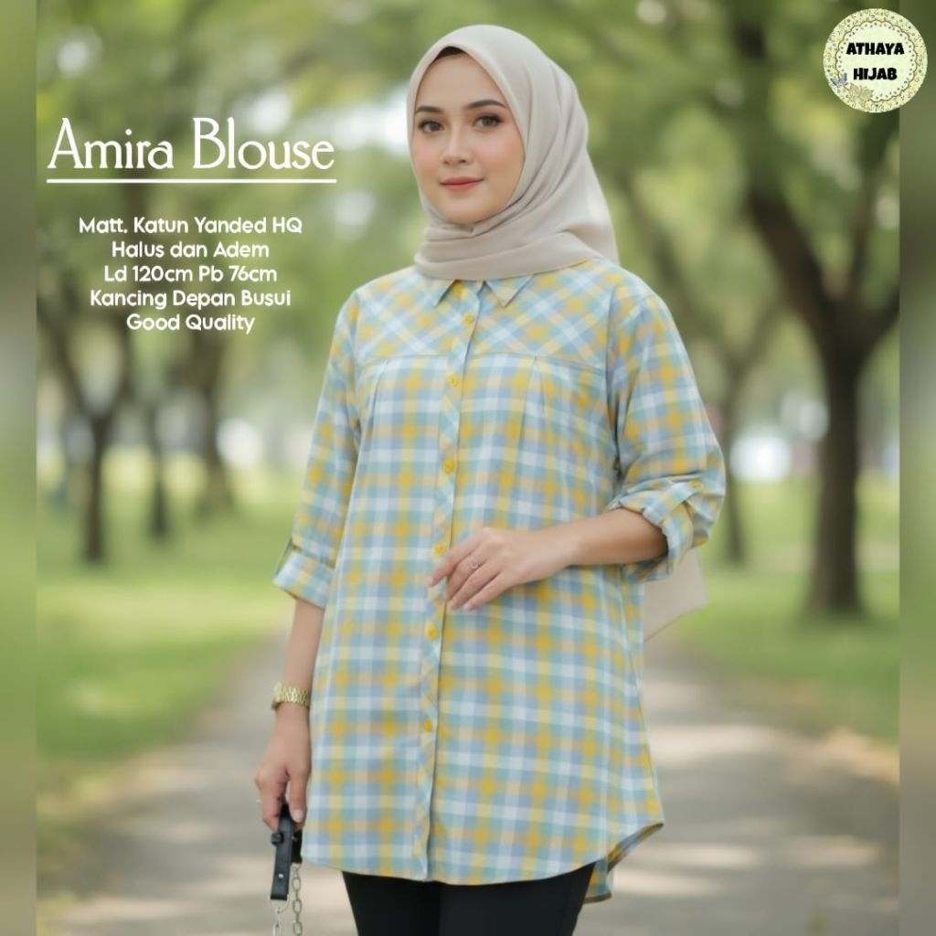 Ratih - Khatlaya - Amira Blouse Jumbo LD 120 Katun Motif Kotak (Athaya)