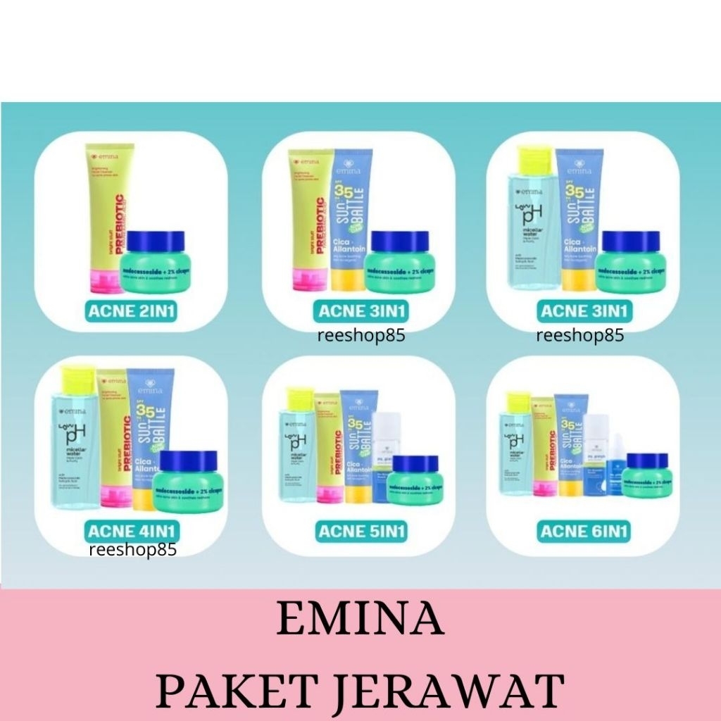[ACNE CARE] EMINA Acne Care Set 1 Paket Lengkap Skincare Untuk Wajah Berjerawat Skincare Remaja