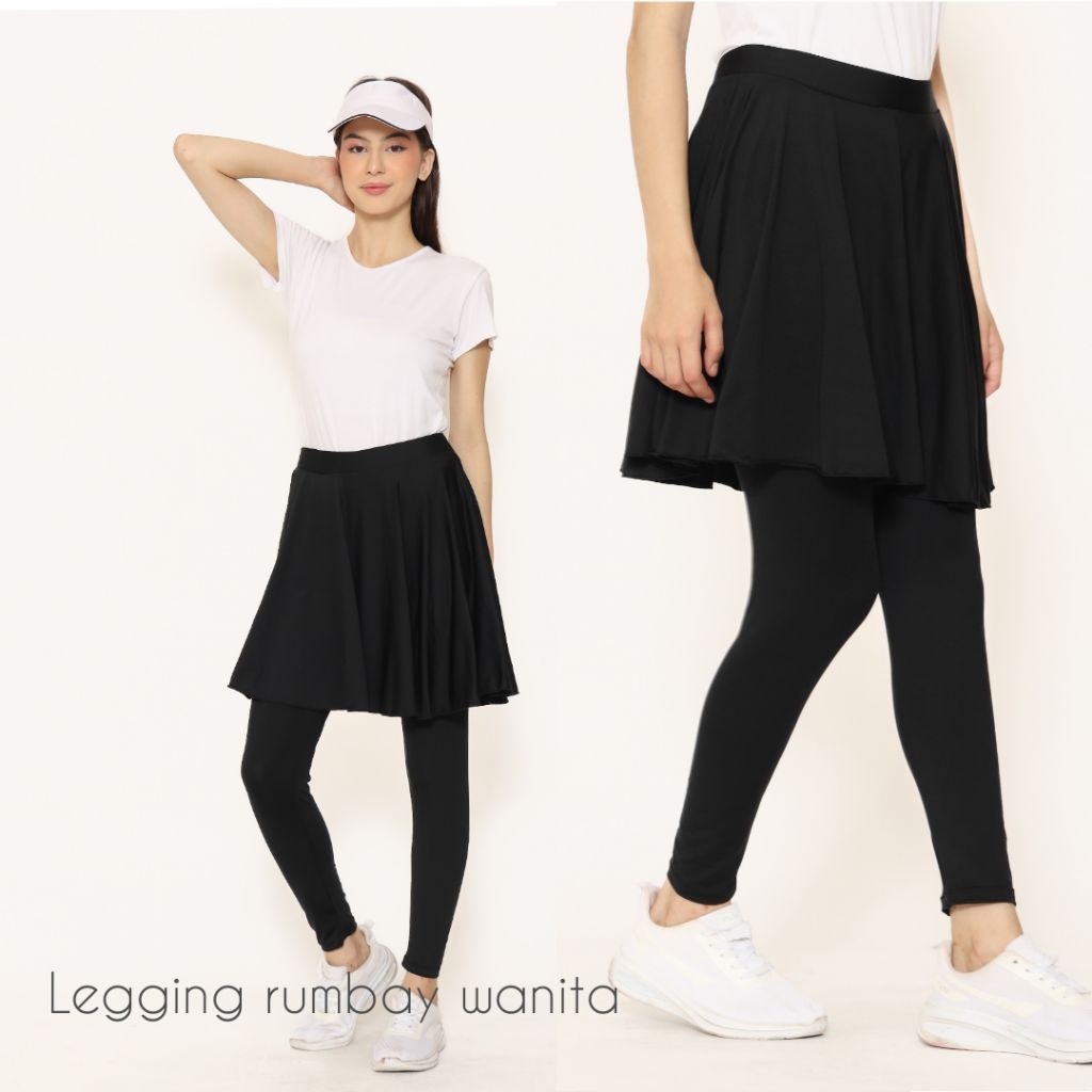 Legging rok rempel terbaru , legging rok sport wanita panjang , Legging rok senam wanita
