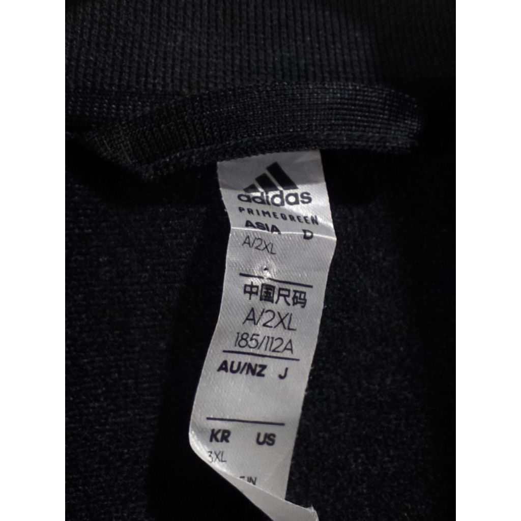 Jaket Tracktop Adidas full hitam logo Putih size L