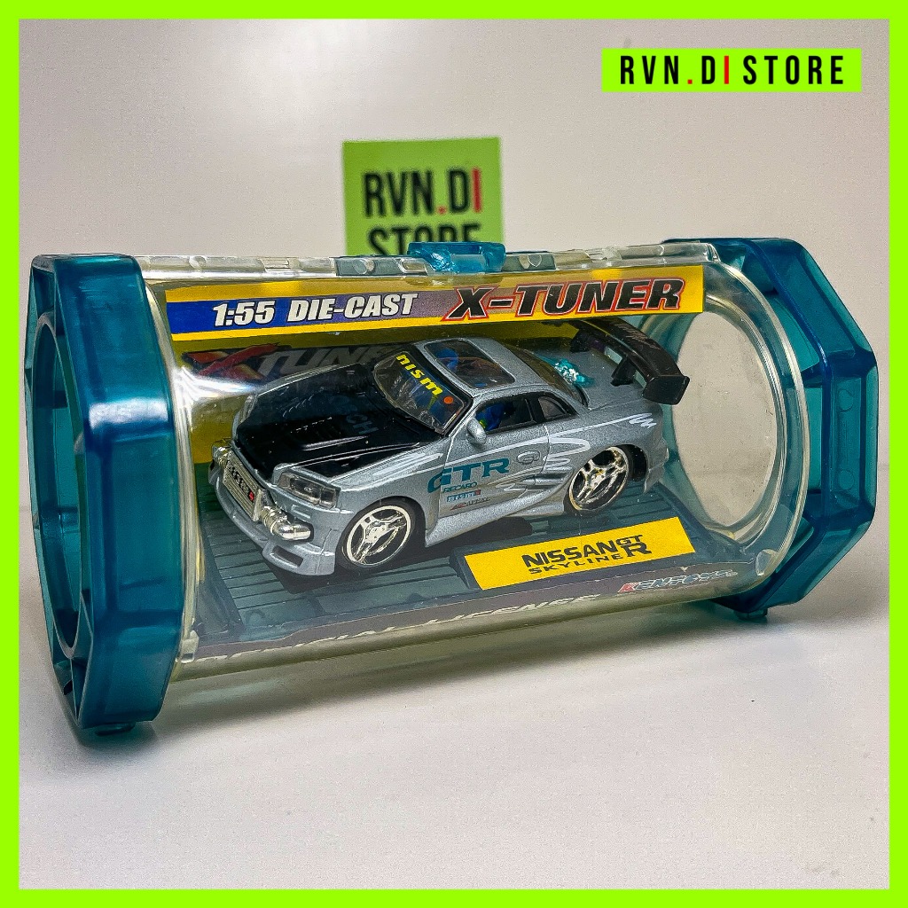 LANGKA  Nissan Skyline R34 Modif Silver abu 1/55 Diecast Kentoys Xtuner