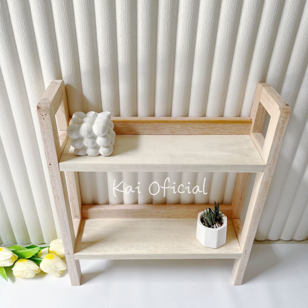 KAI LIVING - Rak Bumbu Dapur Aesthetic / Rak Bumbu Kayu 2 Tingkat