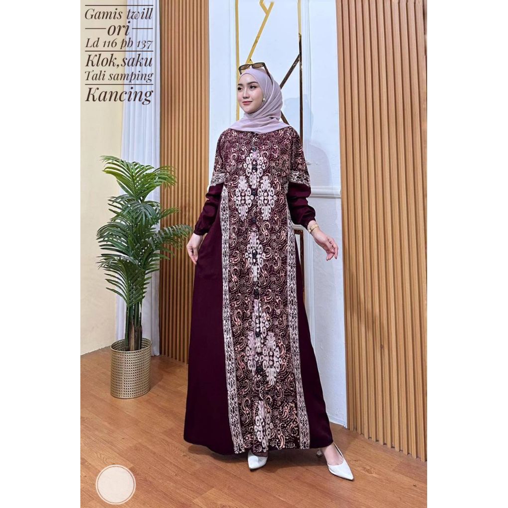 Gamis Twill Ori Twil Cap Busui Bahan Twill BUKAN Rayon #Batik Pekalongan