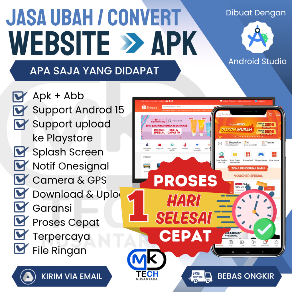 Jasa Webview Ubah Website Menjadi Apk - Support Android Terbaru-  Siap Upload Playstore