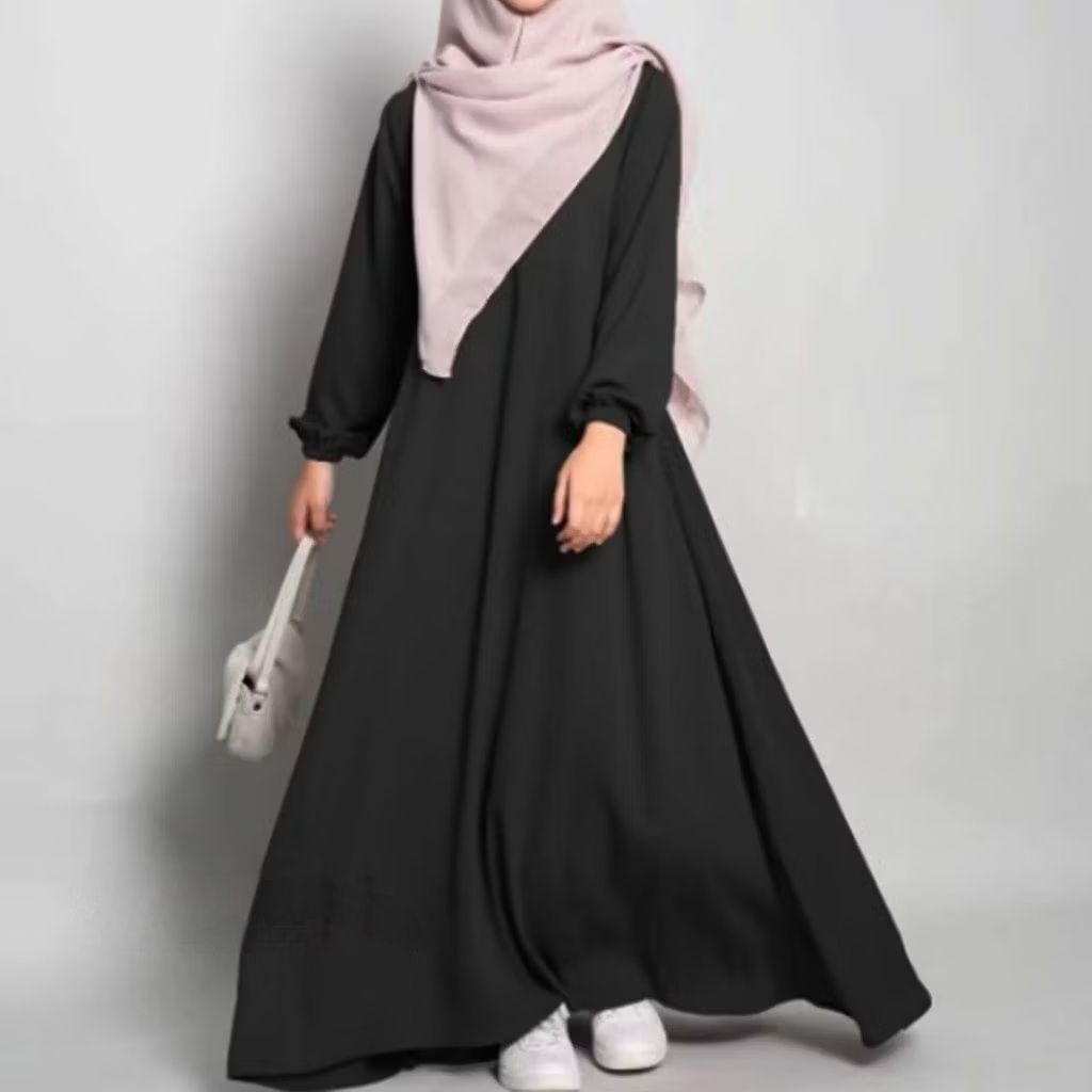 Abaya Wolfis Premium Polos S - 3XL | Gamis Wolpeach Grade A Adem Tidak Terawang Size Jumbo