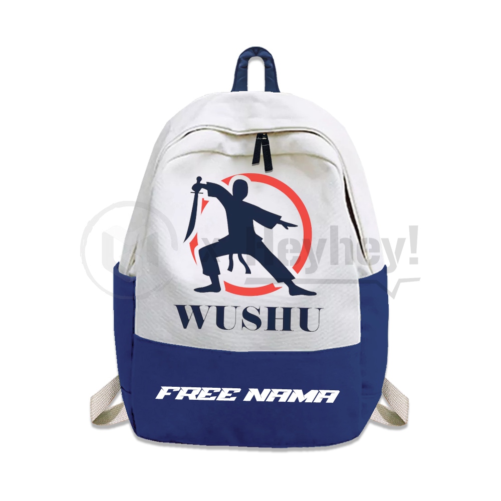 TAS RANSEL ANAK MOTIF WUSHU SENI BELA DIRI GRATIS CETAK NAMA