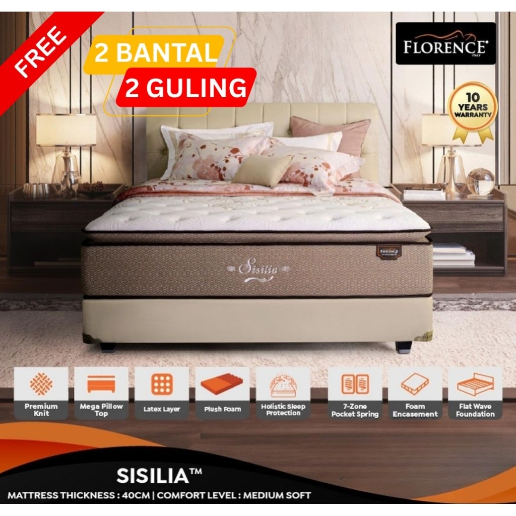 [READY STOCK] MATRAS SPRINGBED FLORENCE SISILIA 180 X 200 X 40 CM | KASUR SPRINGBED FLORENCE SISILIA
