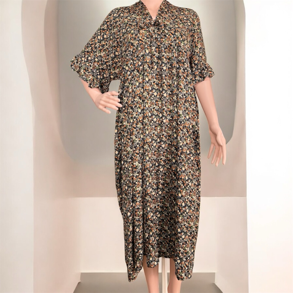 Daster Midi Motif Bunga Kecil Lanioraluxe