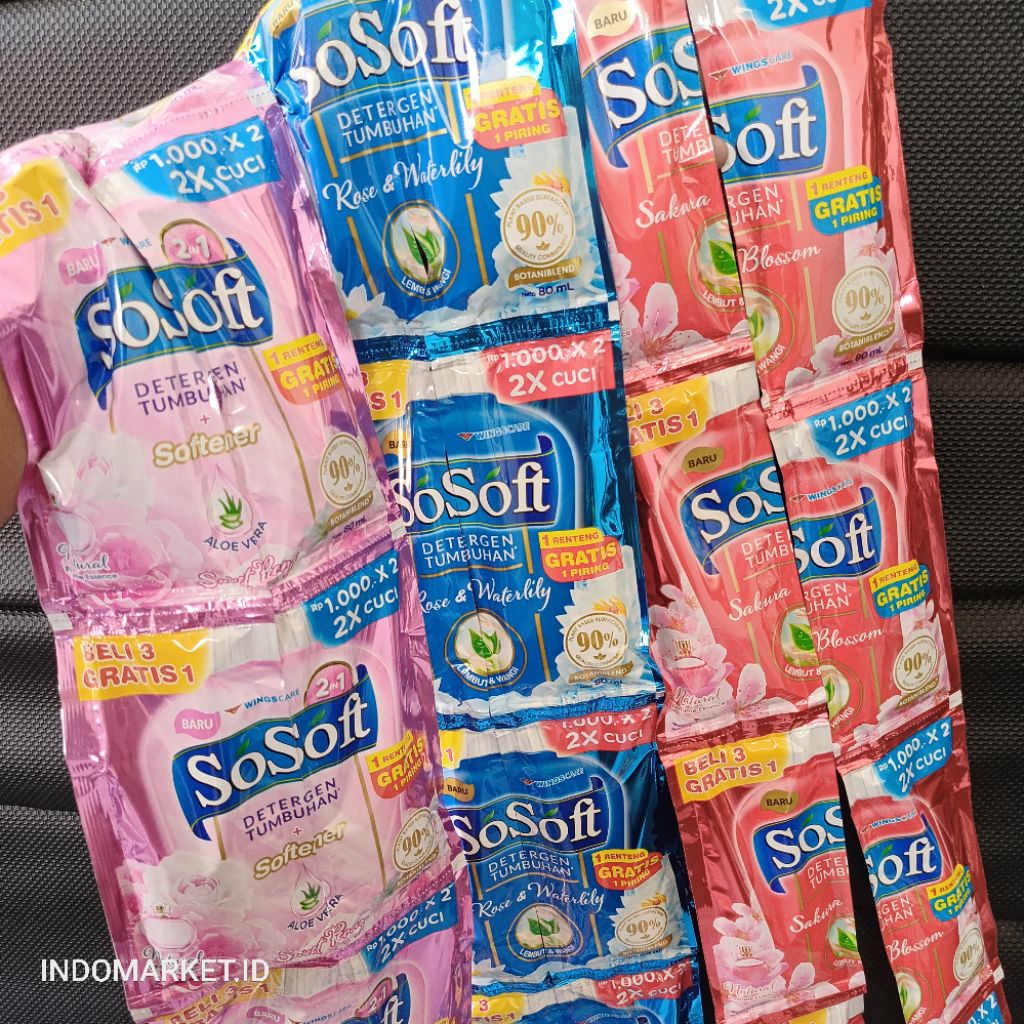 Sosoft detergen cair isi 16/ Sosoft renteng / Detergen sosoft / Sosoft