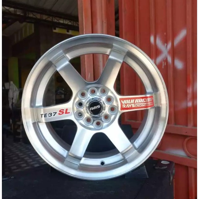 1 SET VELG TE37 SL BARU R16 H5 dbl vcd 100/114 Lbr 7rt ET 35 Wrn Silver Polish