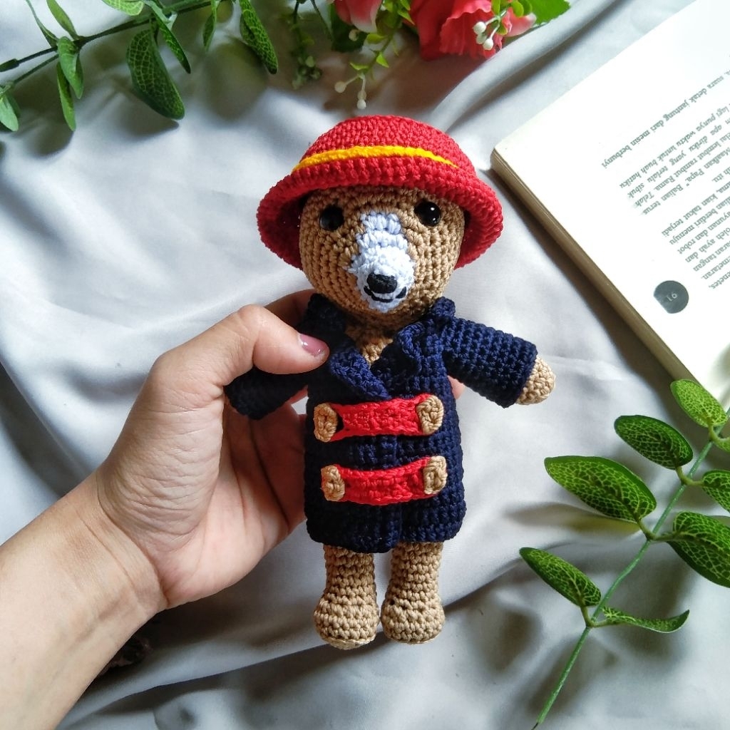 Boneka Rajut Amigurumi Paddington Bear | Bag Charm Custom Lucu Murah | Gantungan Tas Rajut Kekinian