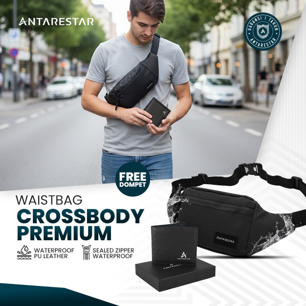 ANTARESTAR Official - Tas Selempang Waterproof Tas Slempang Pria Wanita Waist Bag Crossbody Premium 