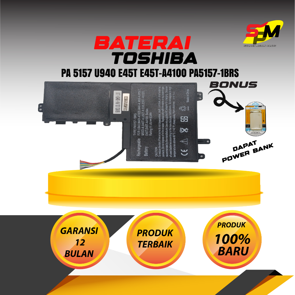Baterai Toshiba PA5157 U940 E45T E45T-A4100 PA5157-1BRS