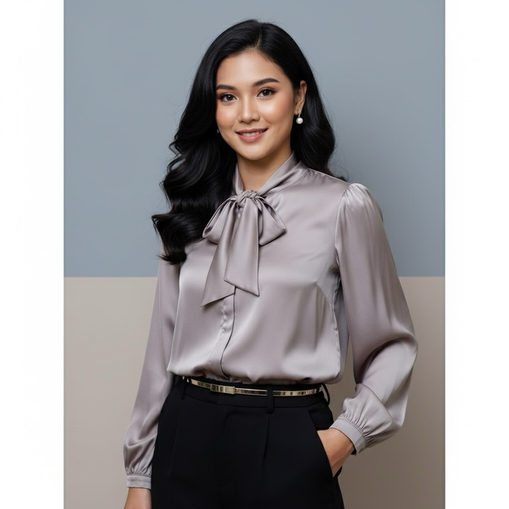 kemeja satin silk premium SHISHANG  blouse satin silk