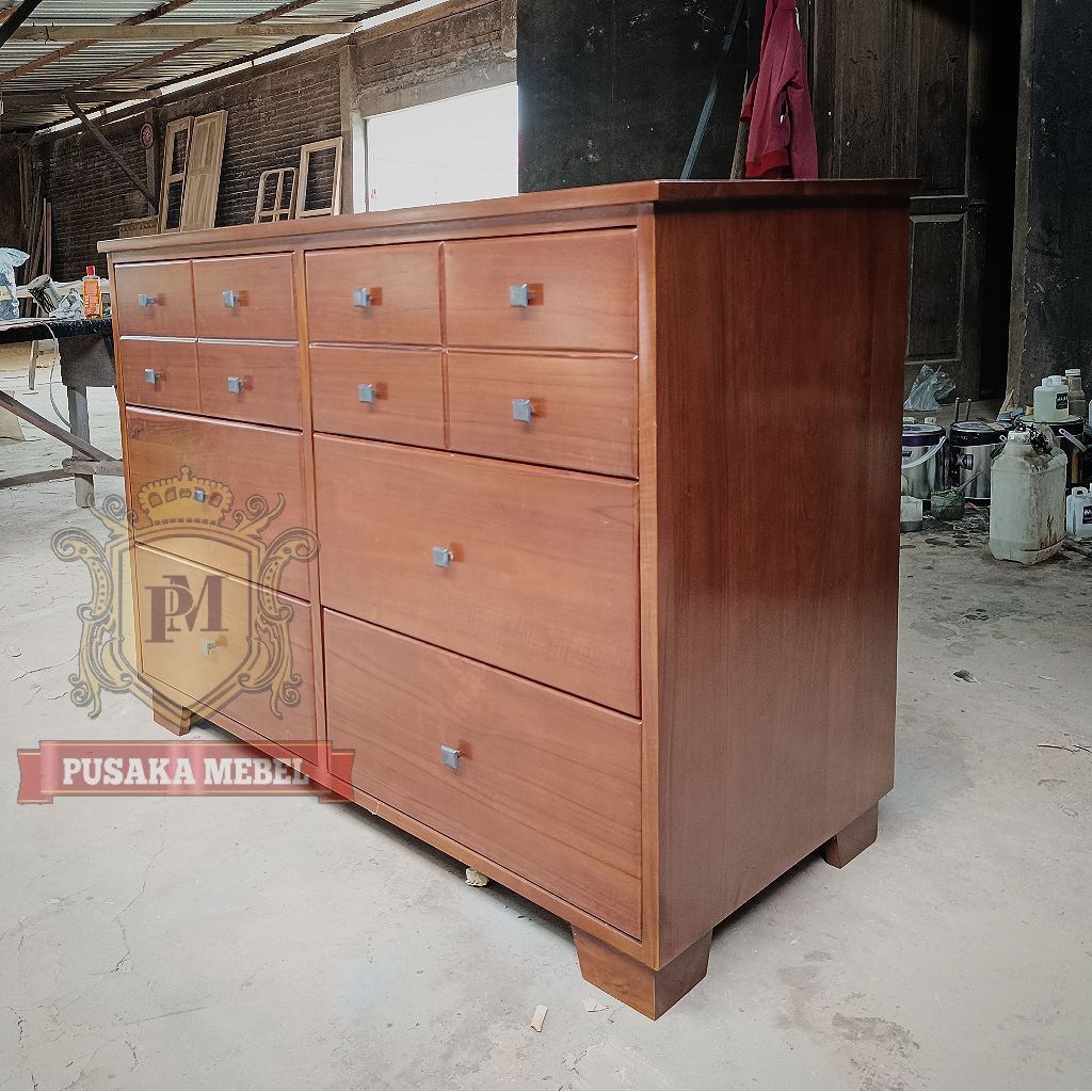 meja cabinet drawer minimalis kayu jati, meja bufet cabinet drawer storage kayu jati model minimalis