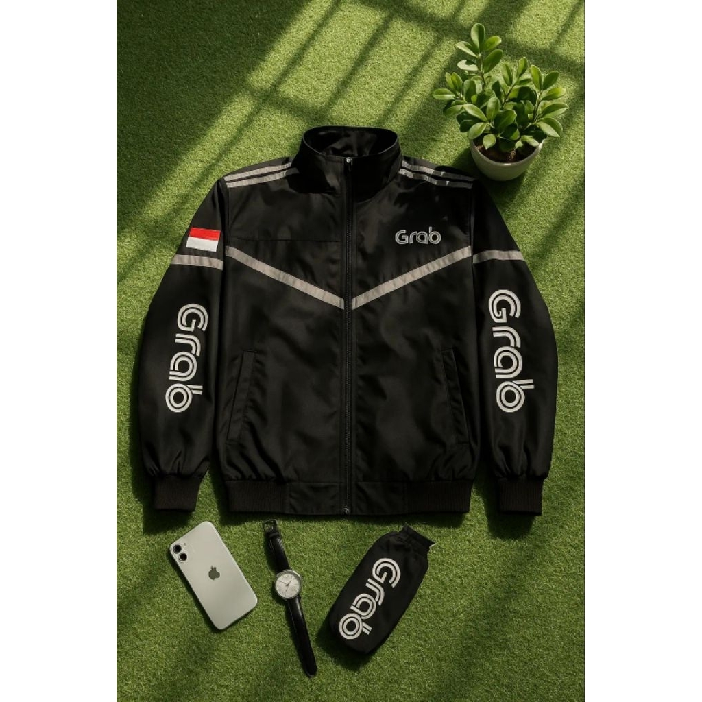 Promo Murah Jaket Driver Grab Bordir Hitam