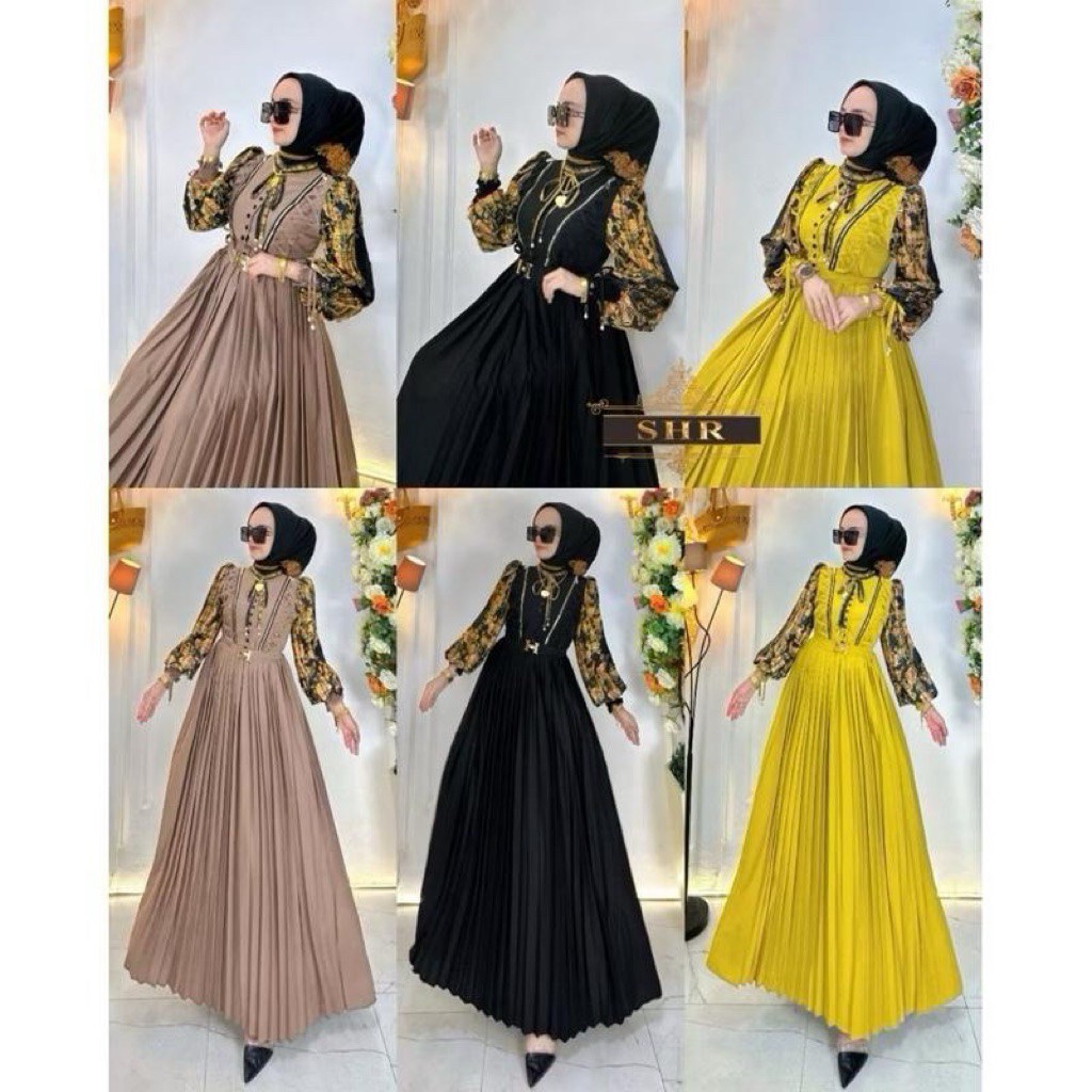 NEW MAXI DRESS WOLFIS LENGAN MIX NEW SHR PREMIUM