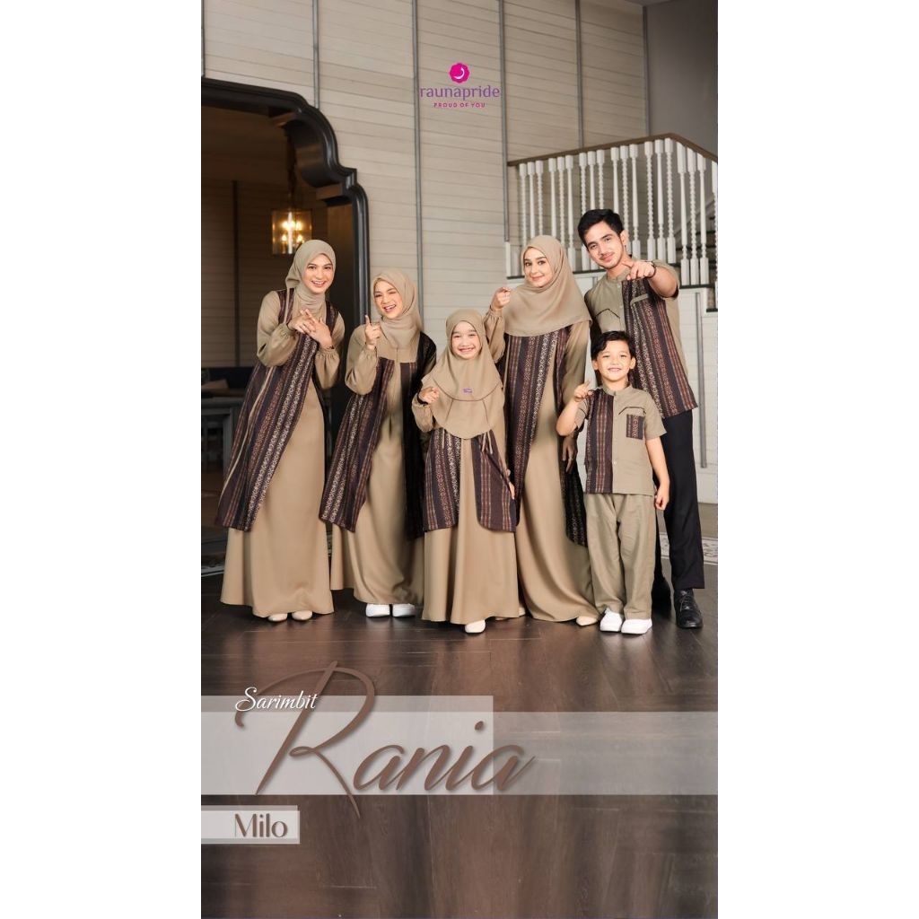 Rauna Sarimbit keluarga Rania Series Warna Sage & Milo | Gamis & Koko Dewasa | Gamis & Koko Anak | S