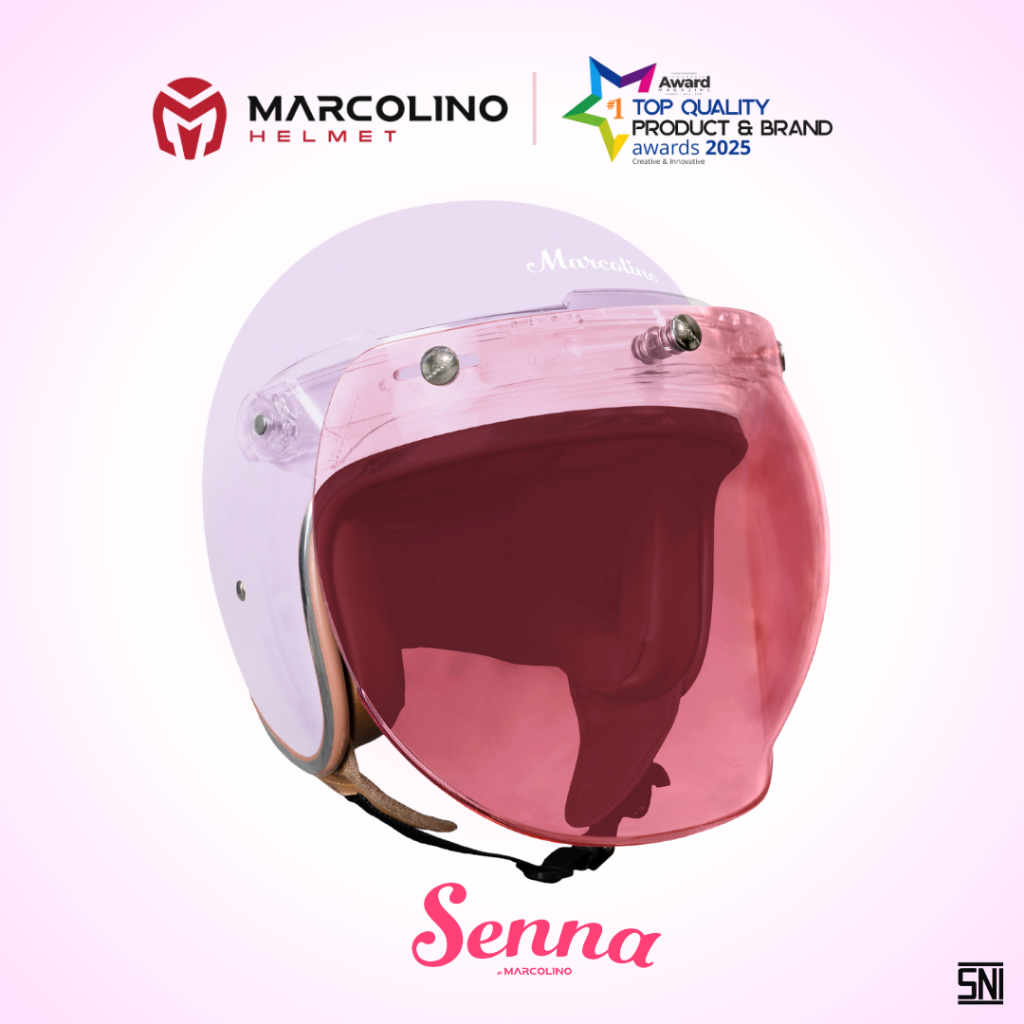 Helm Bogo Retro [ Marcolino  Senna Lilac With Visor ] Marcolino Helmet Senna Edition SNI ( Helm Wani