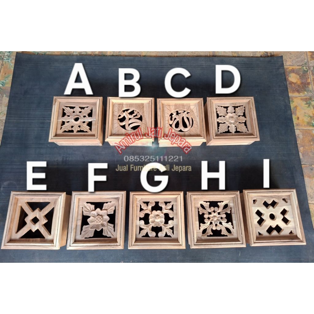 Loster ukir kayu jati kotak ventilasi dinding