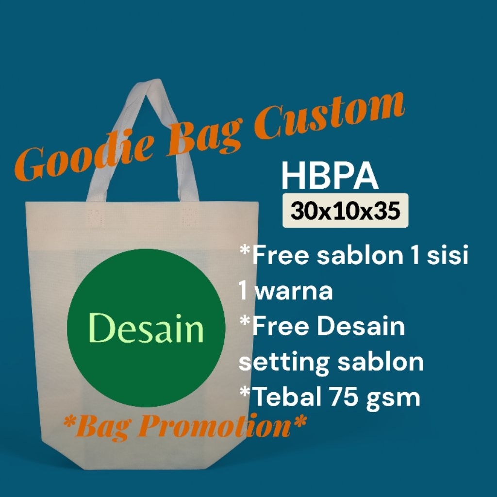Goodie Bag Sablon 30x10x35 Murah/ Goodie Bag sablon custom/Goodie bag custom