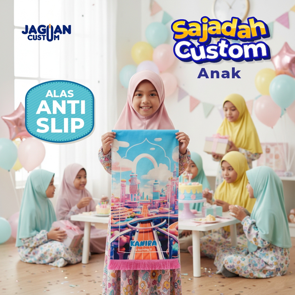 Sajadah Anak Custom Sajadah Souvenir Ulang Tahun Free Desain dan Tulis Nama