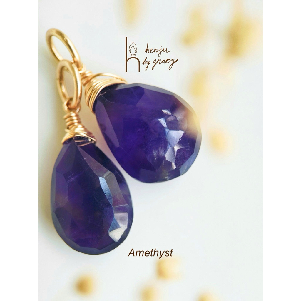 Henju by Gracy | Gemstone Pendant in 14K Gold Filled | Special Teardrop Gemstone Pendant for Necklac