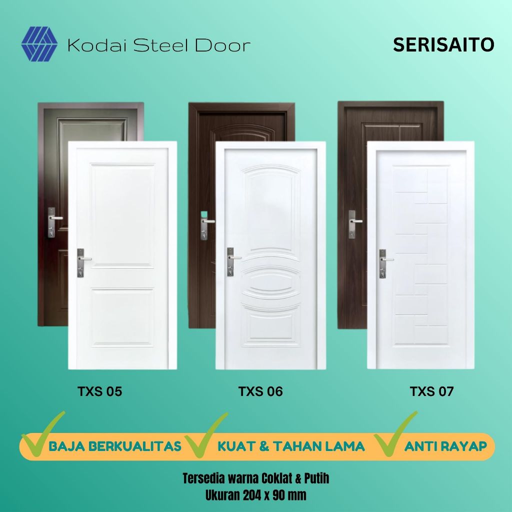 PINTU BAJA KODAI STEEL DOOR  204x90 / PINTU KAMAR UTAMA 90 CM / PINTU BESI TAHAN PANAS