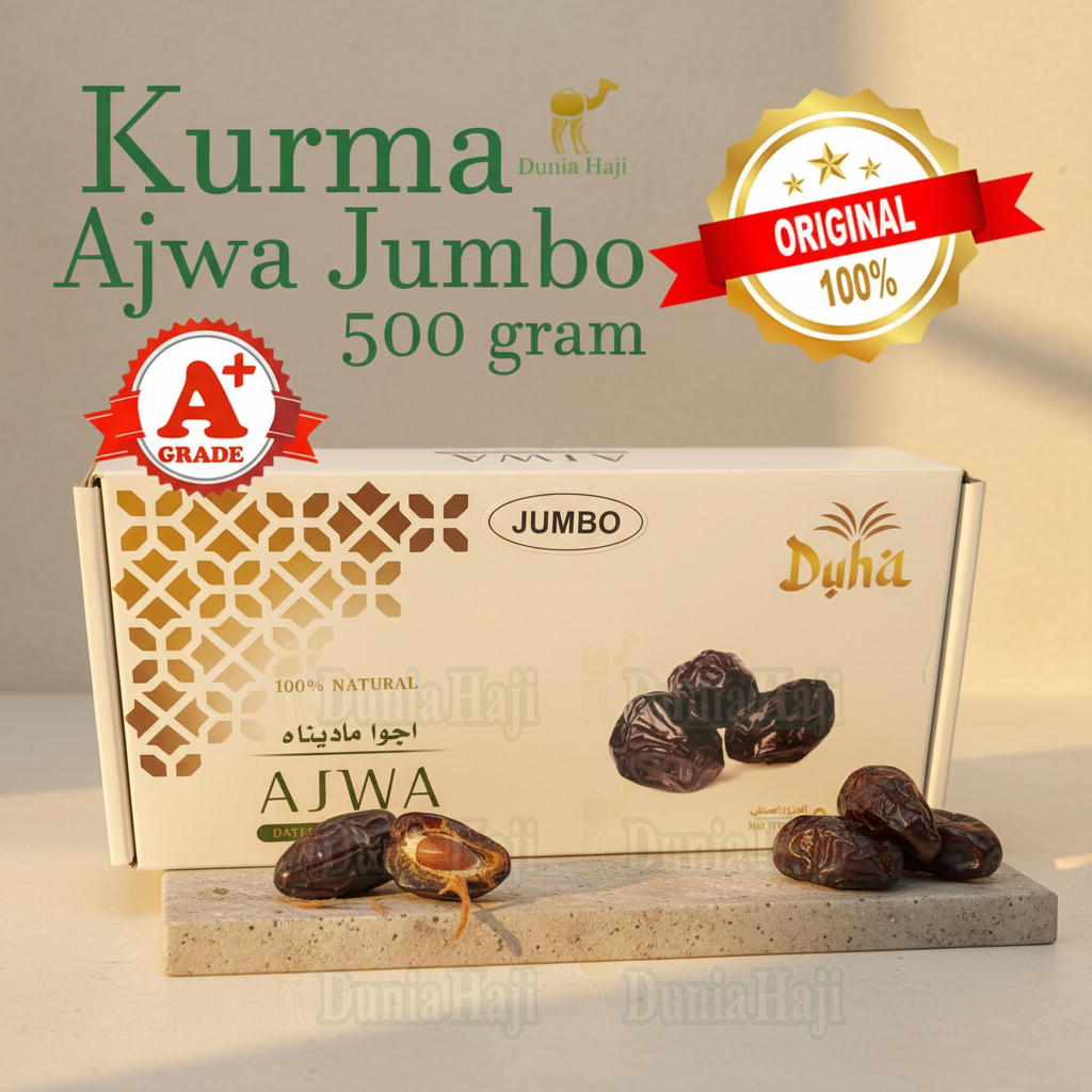 kurma ajwa 500gr jumbo xl super duha dates / kurma nabi asli saudi madinah premium oleh oleh haji um