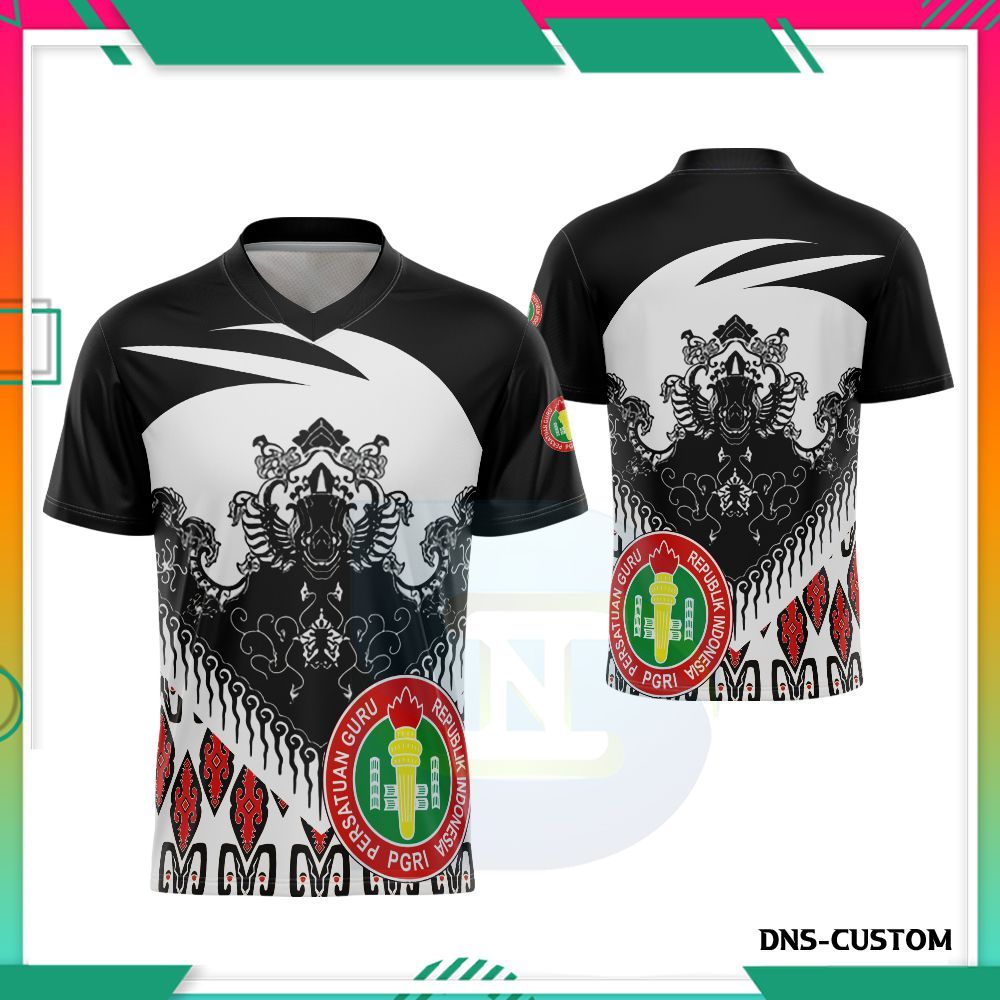 Kaos PGRI Batik Pria Fullprint Custom Nickname