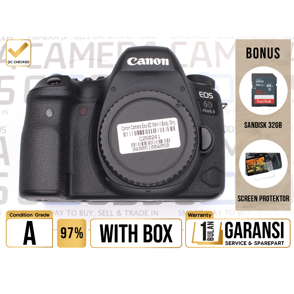 Kamera Canon EOS 6D Mark II DSLR Camera Full Frame Body Only Second Bekas Grade A / 6DII - C250241