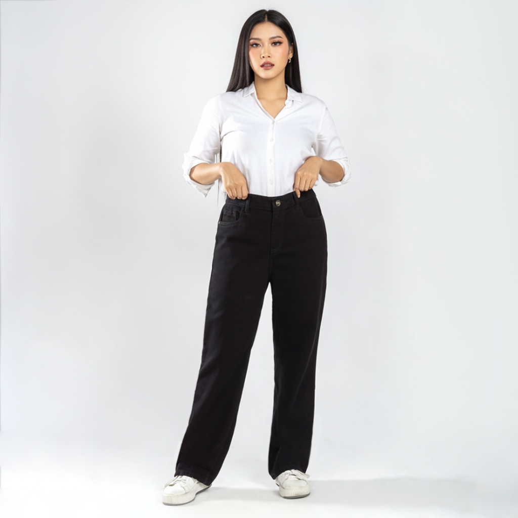 C2 Varqan Black Cullote Jeans Wanita - Jeans Kulot Wanita