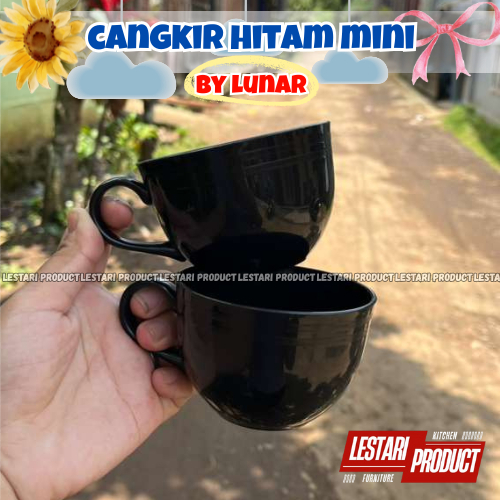 ( 12 PCS ) CANGKIR PLASTIK HITAM MINI LUNAR | CANGKIR TEH | CANGKIR KOPI | CANGKIR MINI | CANGKIR PL