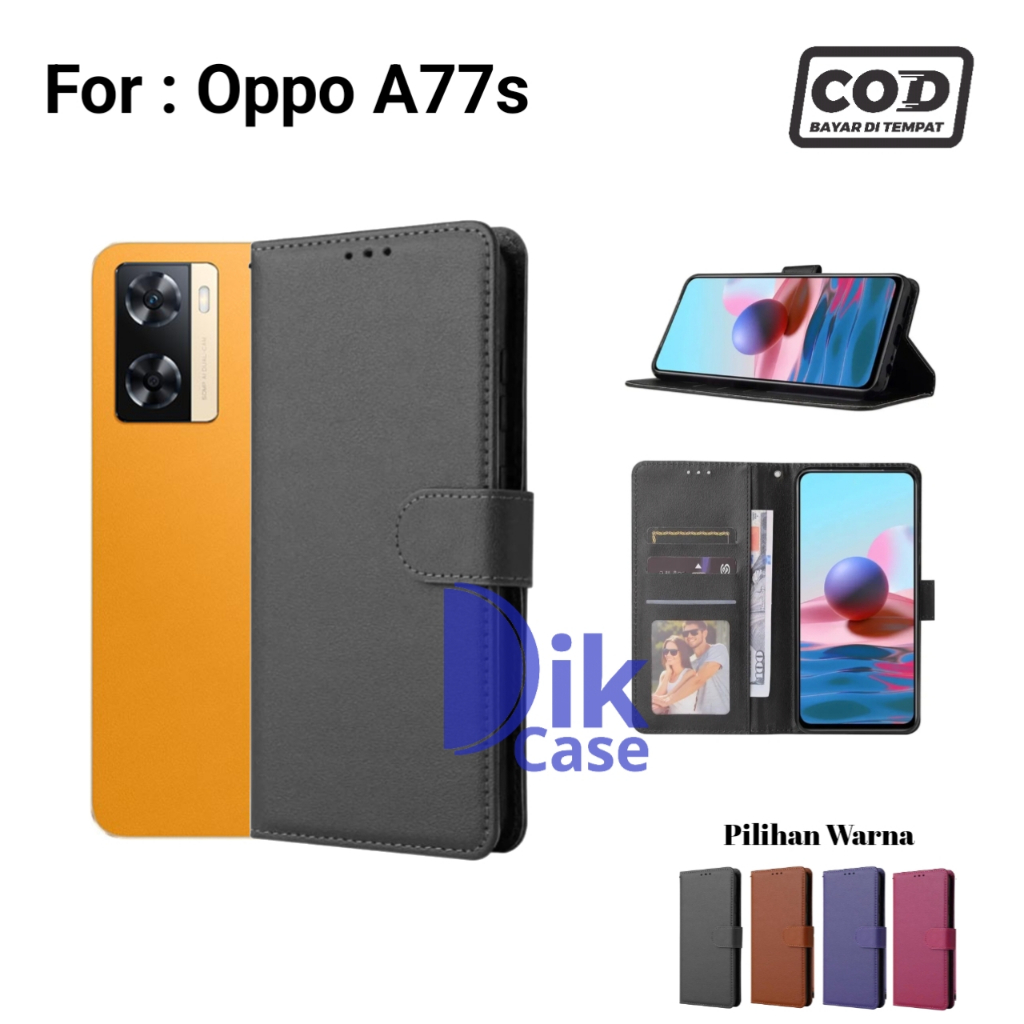 Flip Case For Oppo A77s Casing Dompet Kulit Buka Tutup Plus Tali Cover / case Oppo A77s / casing hp 