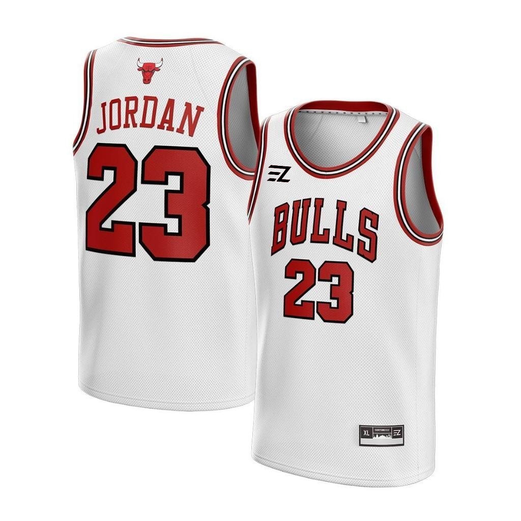 [ORIGINAL] Jersey Jordan Bulls #23 PUTIH WHITE -Swingman Bola Basket  Baju Kaos T-Shirt Tshirt Atasa
