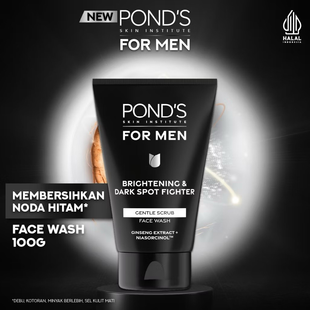 POND’S Men Brightening & Dark Spot Fighter FACE SCRUB 100g- FACIAL SCRUB Pria Mencerahkan