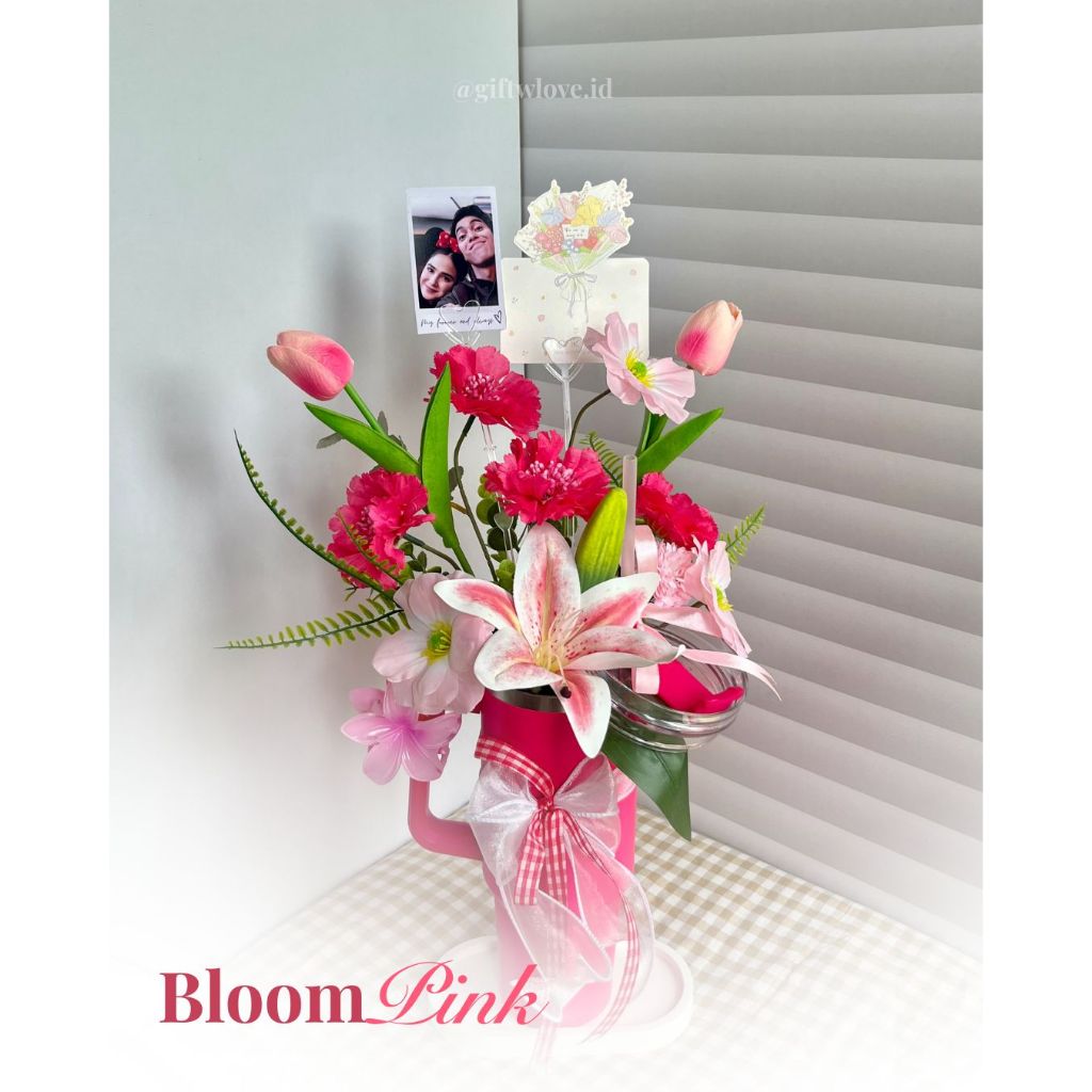 KADO GIFT HADIAH BUKET SET TUMBLR AESTHETIC PINK BUNGA ARTIFICIAL ULANG TAHUN ROMANTIS VALENTINE WIS