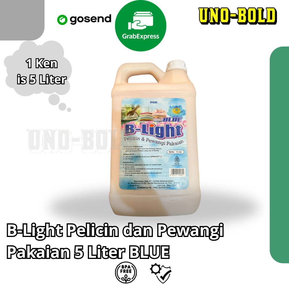 B-Light Pelicin dan Pewangi Pakaian 5 Liter BLUE, Conditioner Pakaian, Pelicin Pakaian, Laundry Peli
