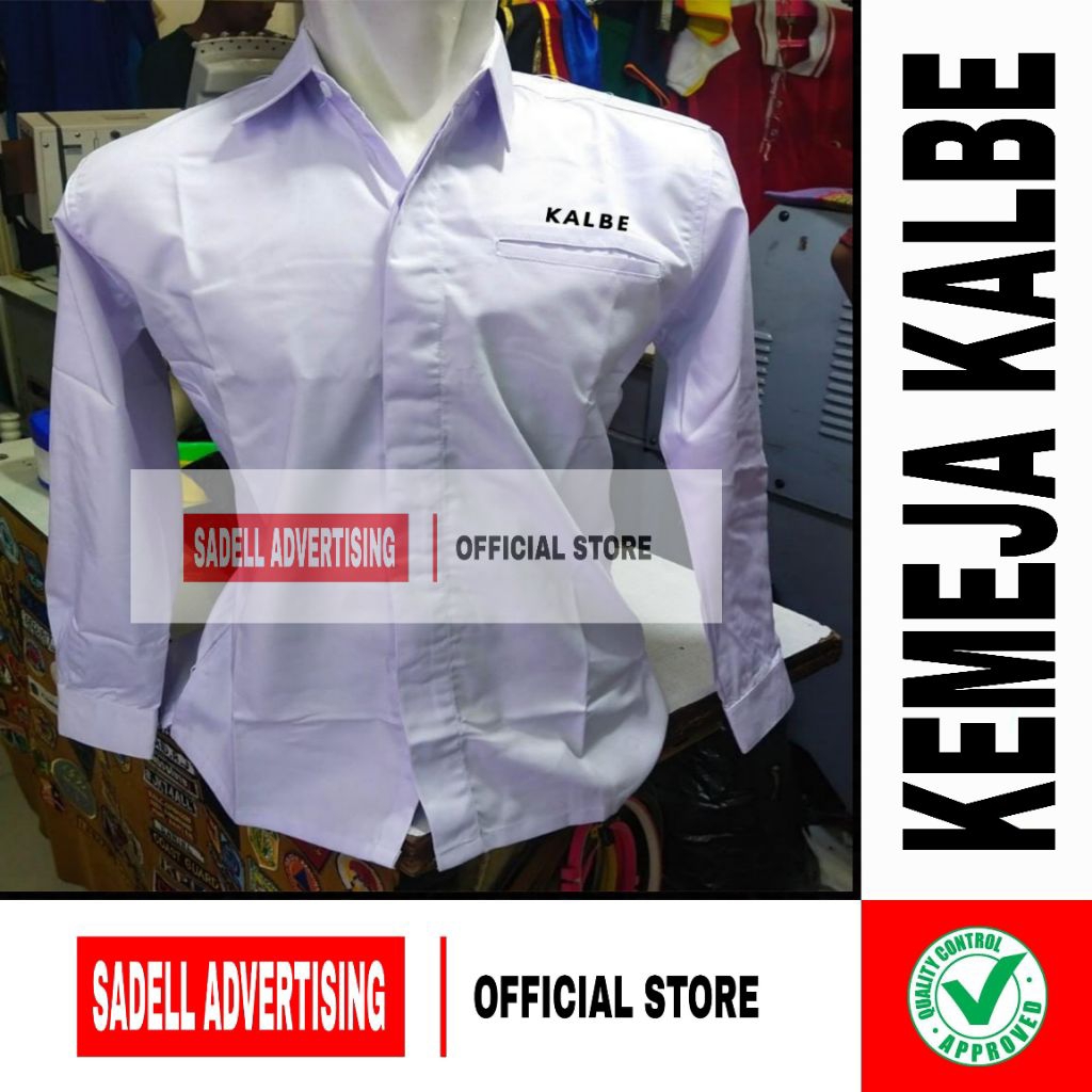 Kemeja KALBE Seragam KALBE Baju KALBE Putih Lengan Panjang Pria Bordir