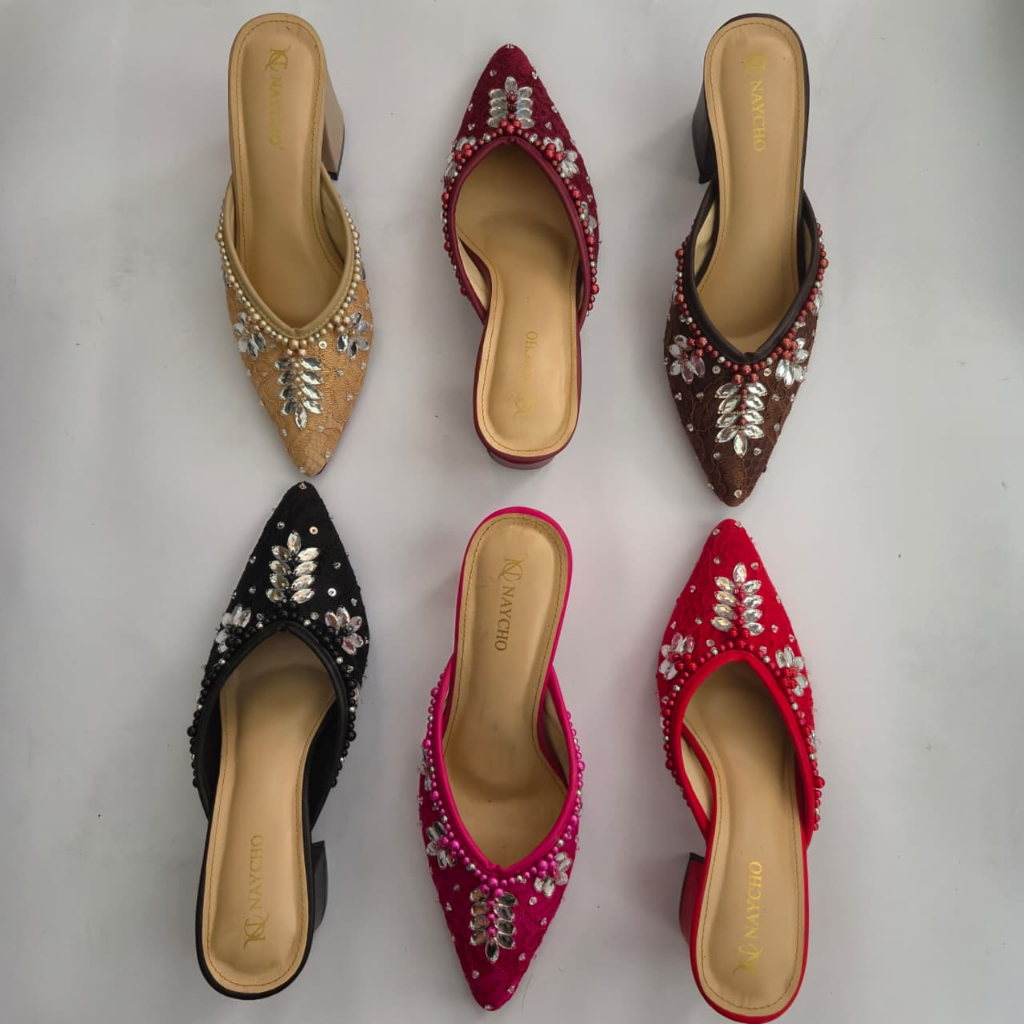 Carmeyla-Wedding Shoes Wanita Brukat Payet Premium Hells Tahu 7Cm