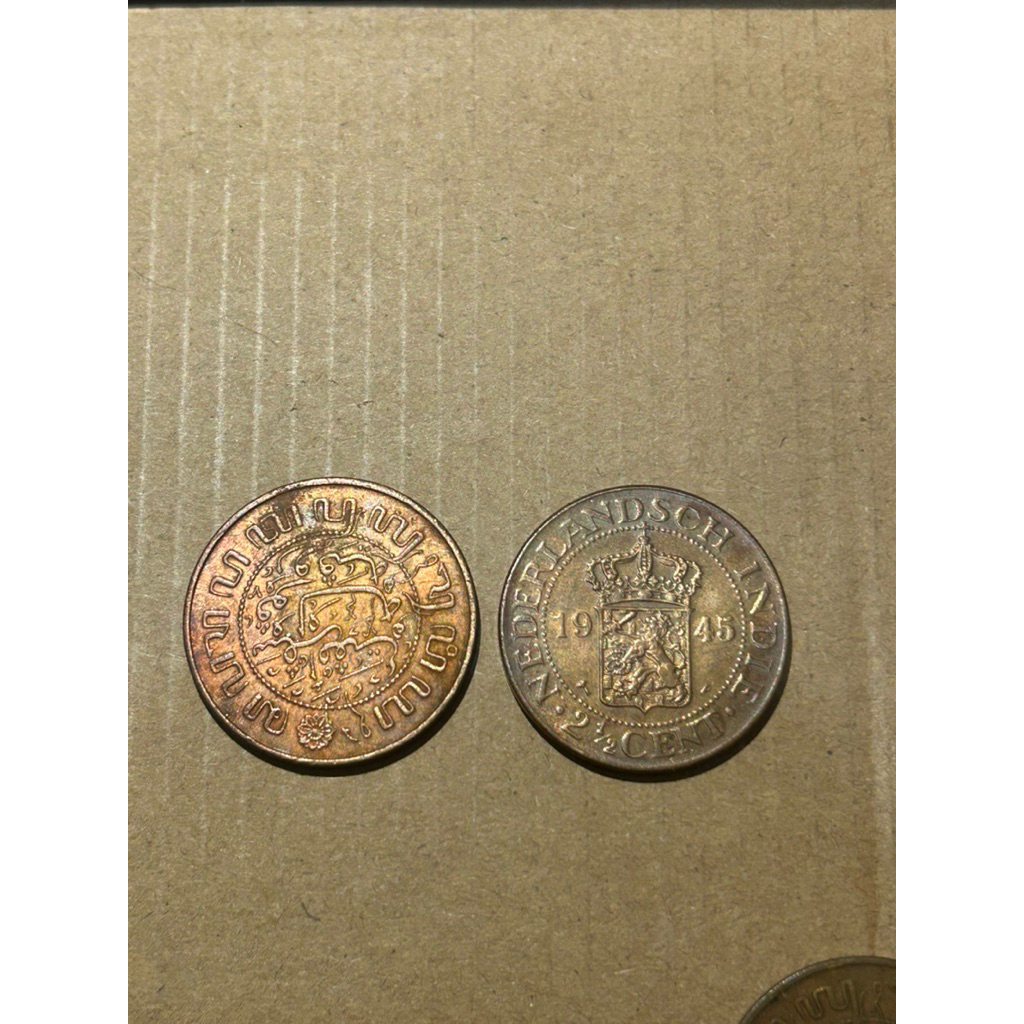 Koin gobangan benggol kerokan 2 1/2 cent 1945 asli Nederlandsch indie