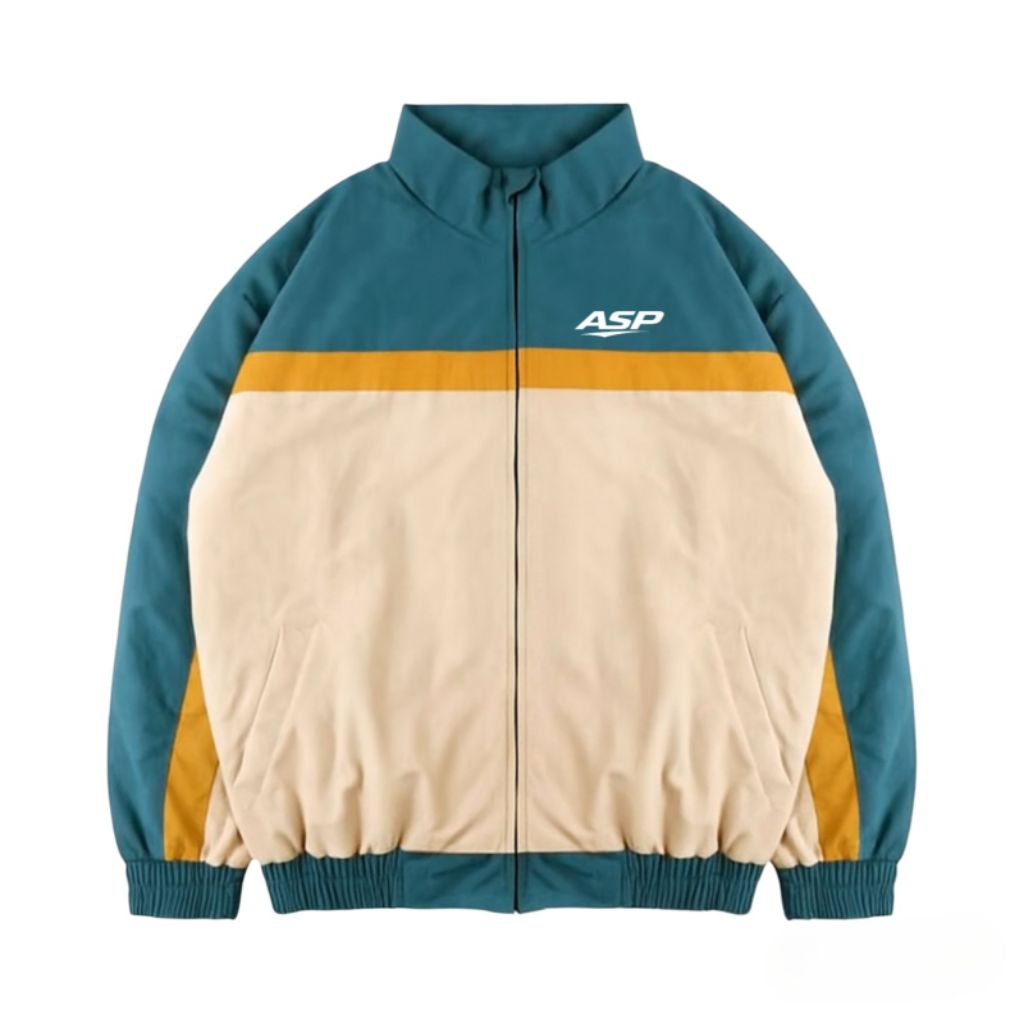 ASP Jaket Tracktop Teal - Cream Parasut Windproof