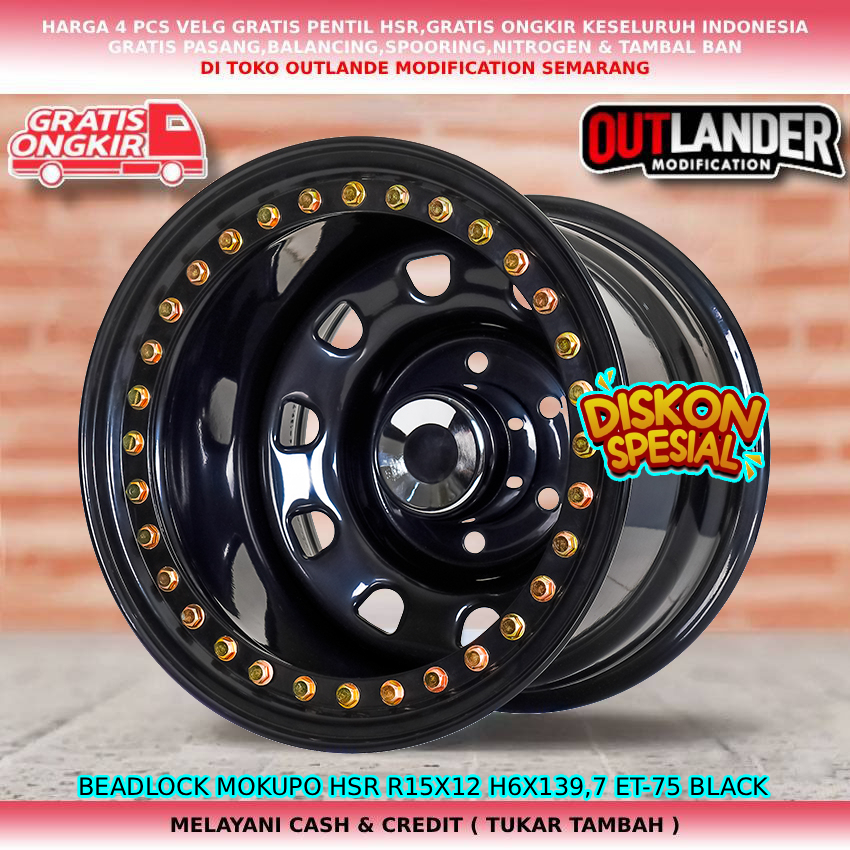 velg beadlock daytona velg ring15 lebar 12 velg mobil Hardtop| Hilux Double| Prado dll beadlock R15