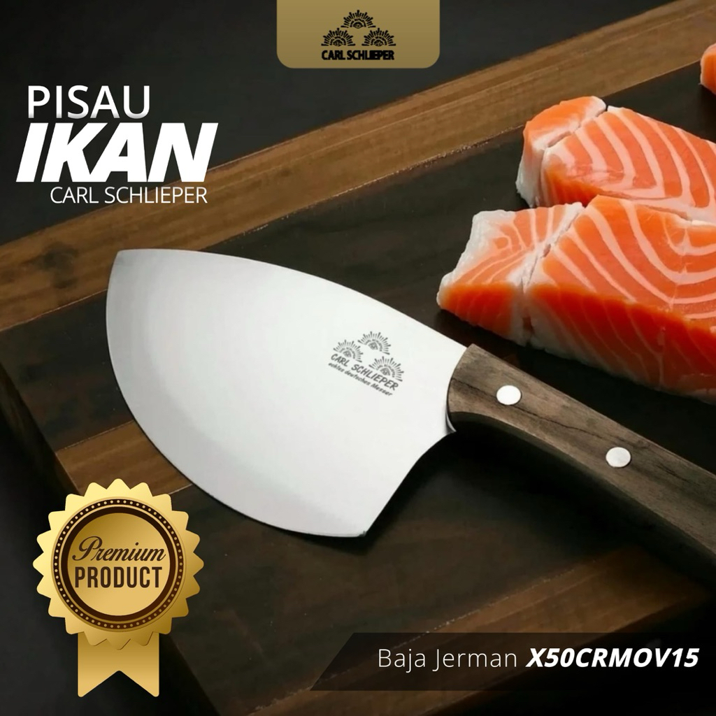 CARL SCHLIEPER Pisau Ikan SuperTajam Stainless Steel /Pisau Dapur/ Fish Filleting Knife Round Shape/